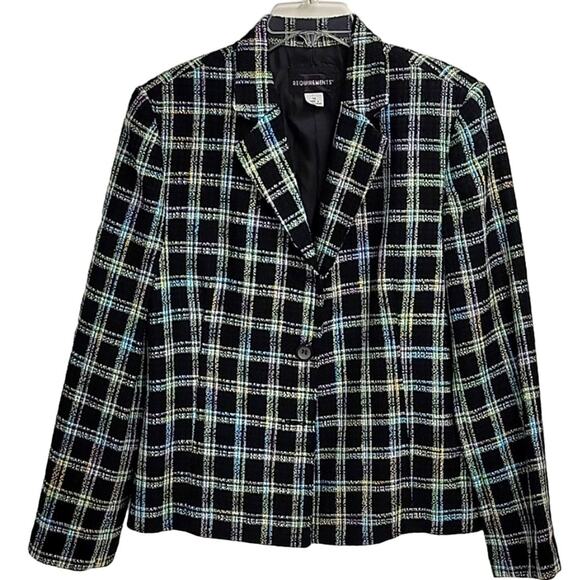 Requirements Retro Glam Tweed Cropped Blazer Multi Color Size 14 (NWT) - Picture 1 of 9